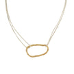 Gold Irregular Oval on Silver Chain Necklace