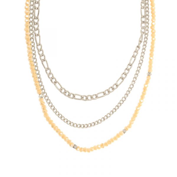 Three Row Chain Bead Necklace