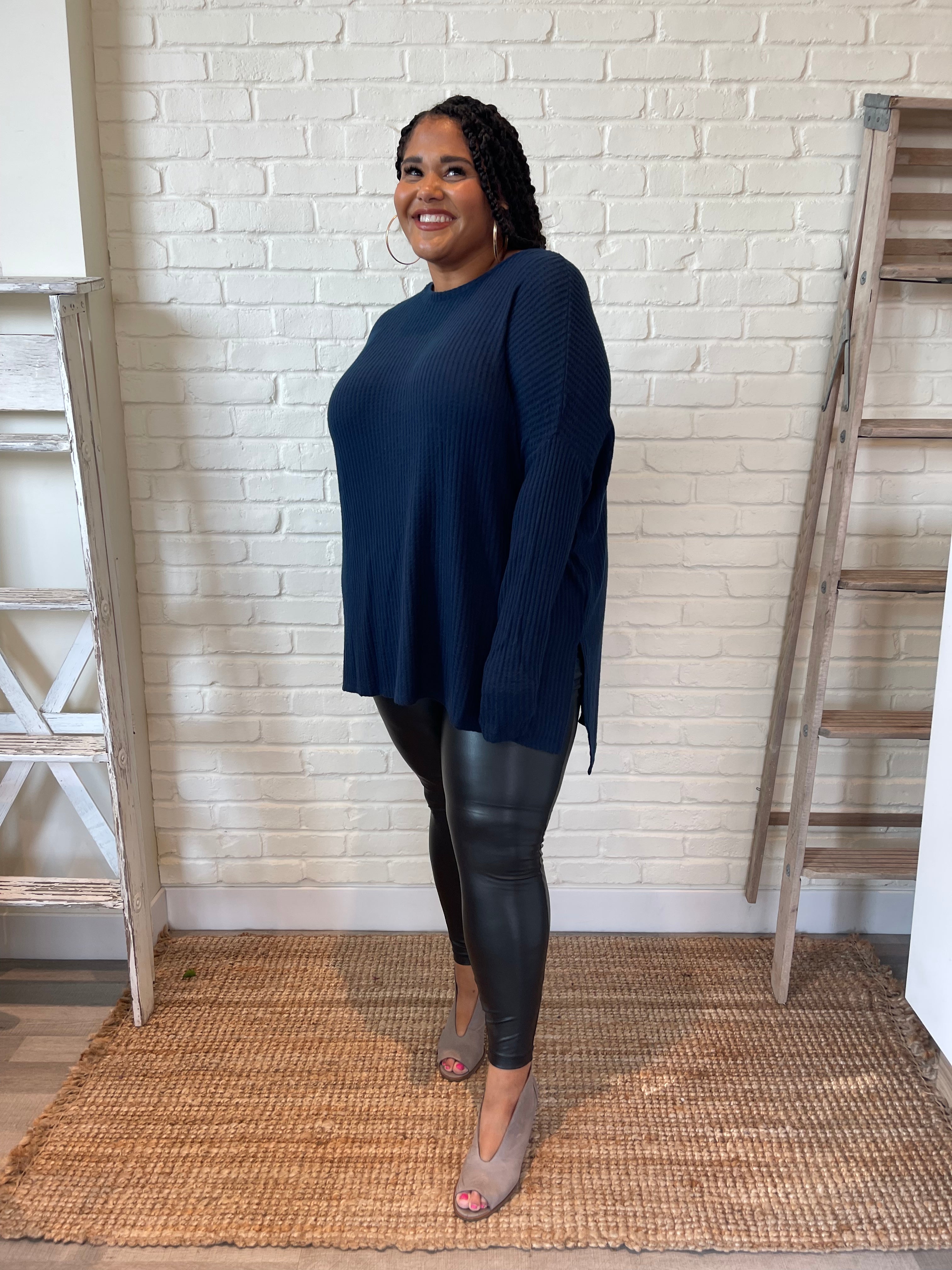 Maggie Over Sized Sweater-Navy Blue