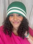 Double Striped Ribbed Beanie - Green