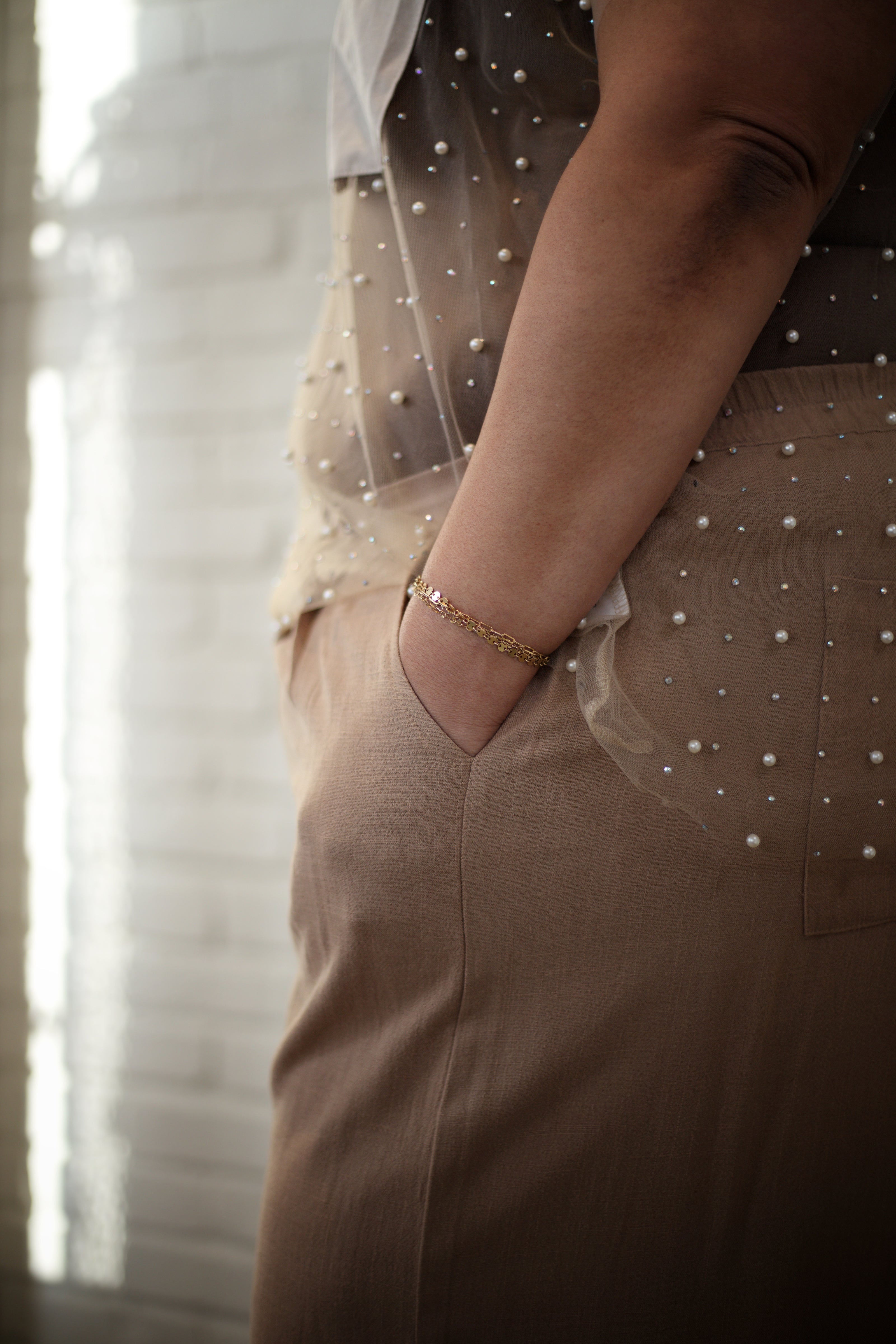 Pearl - Studded Sheer Short Sleeve