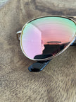 Pink Aviator Round Sunglasses